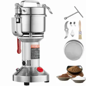 VEVOR 300g Electric Grain Mill Grinder, High Speed 1500W Commercial Spice Grinders, Stainless Steel Pulverizer Powder Machine, for Dry Grains Spices Cereals Coffee Corn Pepper, Straight TypeVEVOR Super Brand Day
