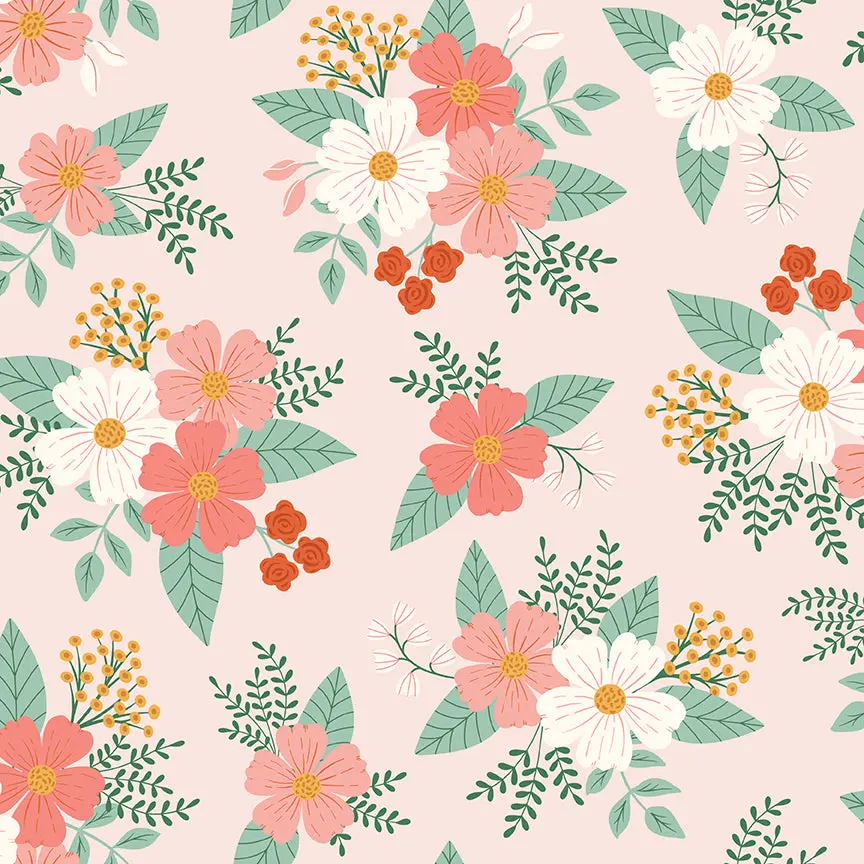 Fabric Riley Blake Pink Floral Meadow Moments Designer Flannel by the Quarter Yard F17511-PINK