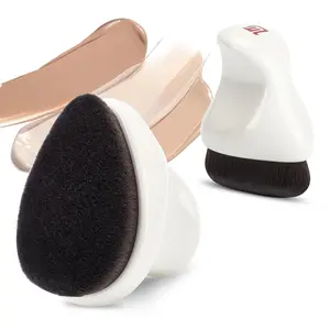 Foundation Makeup Brush,Kabuki Bronzer Brush for Blending Liquid, Cream Cosmetics with Ergonomic Handle (White)