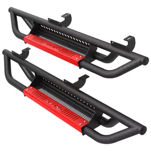 YITAMOTOR 6 Inch Running Boards, Drop Side Steps Compatible with 2007-2018 Jeep Wrangler JK 2 Door, Steel Nerf Bars Red Paintable Step Plates Car Accessories