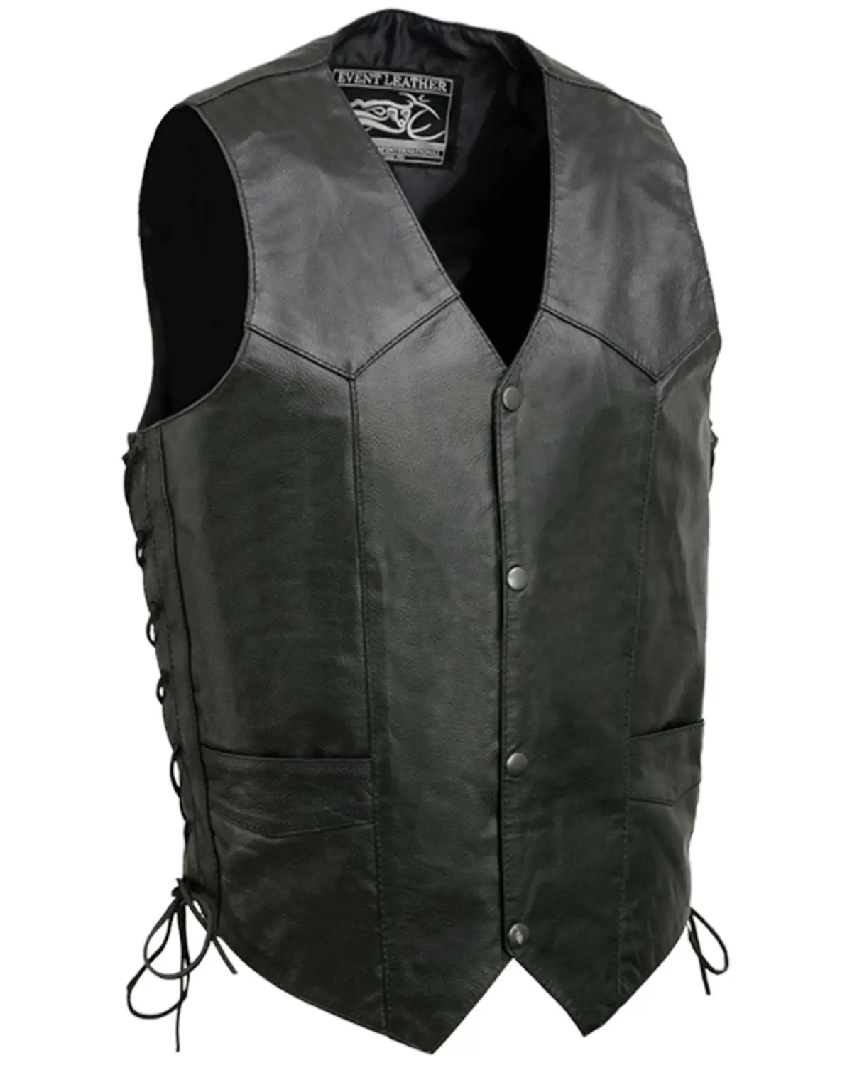 Milwaukee Leather Men's Men'S 3X Classic Side Lace Biker Vest Big - El1315go 3X