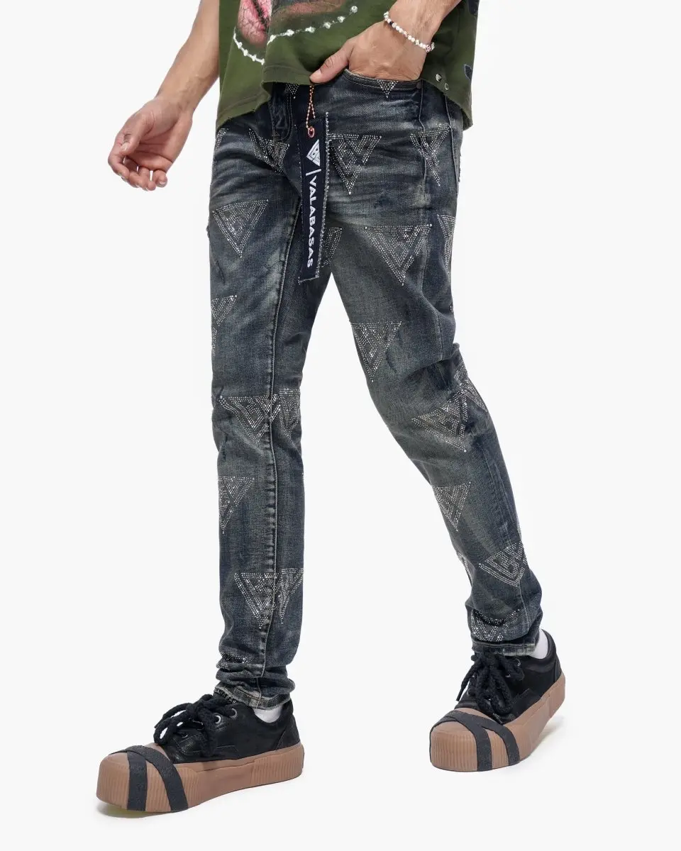 Scatter Skinny Dark Dirty Blue Jeans
