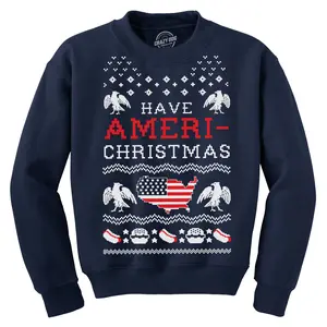 Crew Neck Have Ameri-Christmas Shirt Funny Patriotic Sweatshirt Funny Sweater Christmas Crew Neck Funny Patriotic Long Sleeve Crew Novelty Sweatshirts for Men Navy