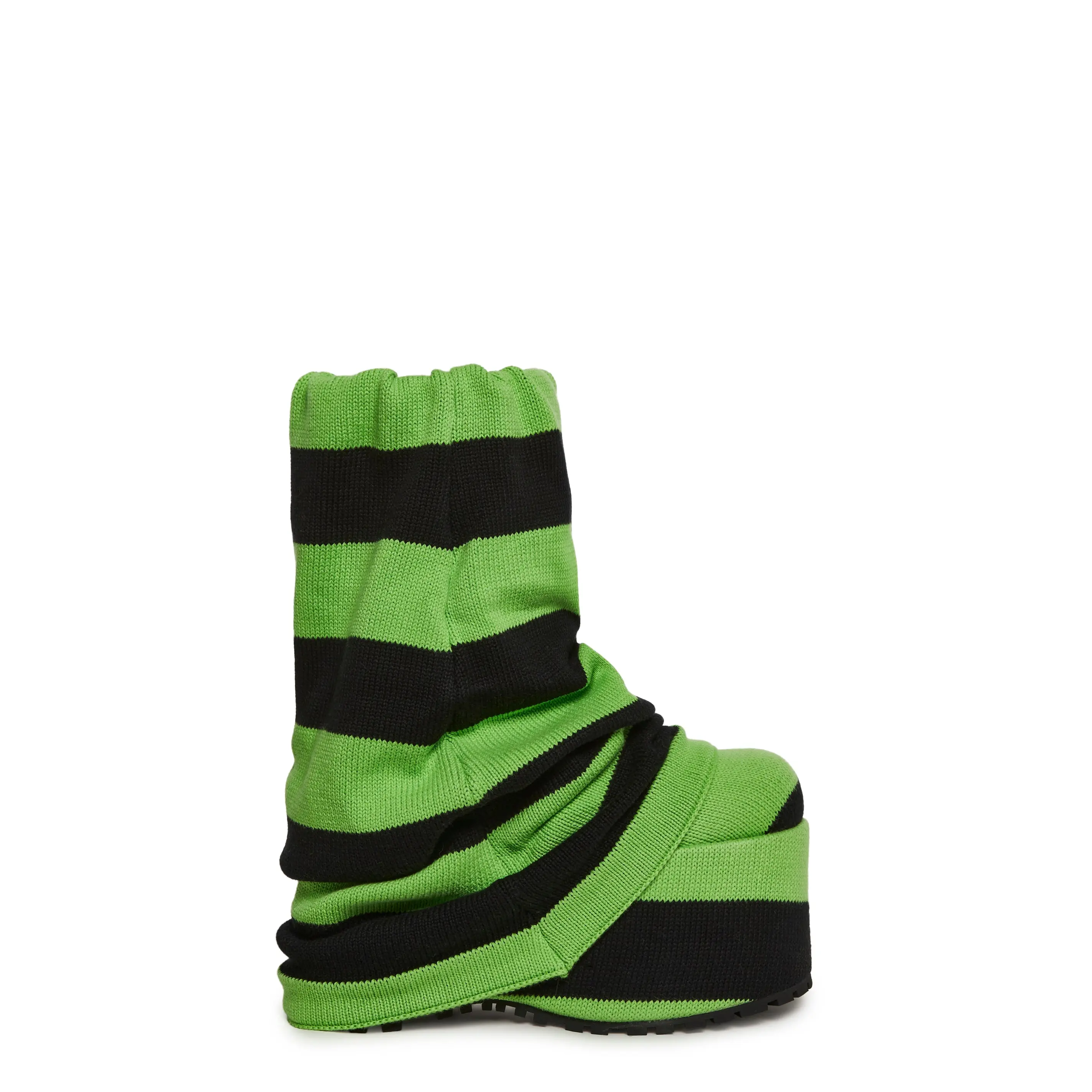 Snuggle Stripes Platform Boots - Black/Green