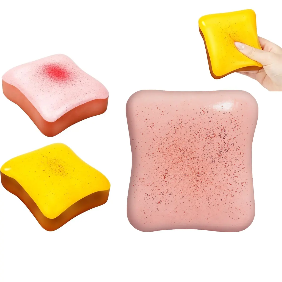 Cute Butter Toast Squishy Fidget Toy - Foam Super Soft Stress Relief Squeeze Toys, Strawberry Butter  Food Squishies,  Squishy Fidget Toy  for ADHD ,Valentine's & Easter Gift ,Party Favor Gift
