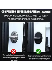 4-Pack Car Silicone Door Lock Protectors, Vehicle Door Lock Protection Block Set Car Accessories, Suitable for Various Car Models Door Lock Protectors