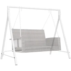 Metal Porch Swing Stand – Heavy Duty Swing Frame with 528 lbs Weight Capacity. Holds About 3 Adults. Excellent for Backyard, Patio or Playground. White