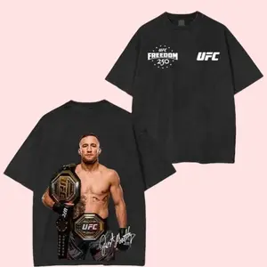 UFC Freedom 250 Unisex Washed T-Shirt, Vingtage Graphic Design, Iconic Wrestling Print, Classic Fan Apparel Cotton Fabric, Menswear Oversized Streetwear