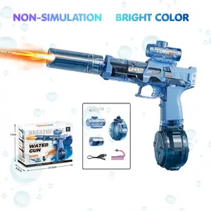 #Summervibes Ultimate Battle Electric Water Gun, Automatic Powerful Water Blaster with LED Glowing Muzzle, 320cc Large Capacity, 32FT Long Range, Summer Outdoor Shooting Toy for Kids & Adults Beach Pool Party outdoorfun