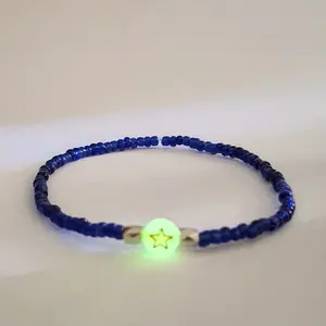 Blue Friendship Bracelet Movement with Glow in the Dark Star and Silver Charm, Democrat for Kamala, Safe Space, Gift for Mom, Sister, Woman Friend