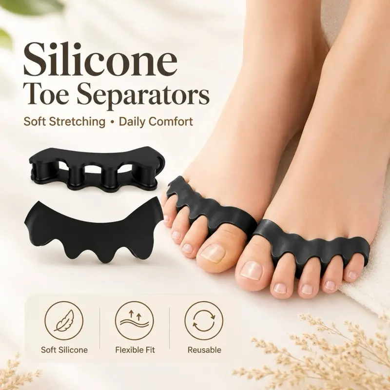 Soft Silicone Toe Separators for Toe Alignment & Stretching - Lightweight, Reusable Correctors for Yoga, Pedicures & Daily Comfort for Adults, Beauty Products, Athletic