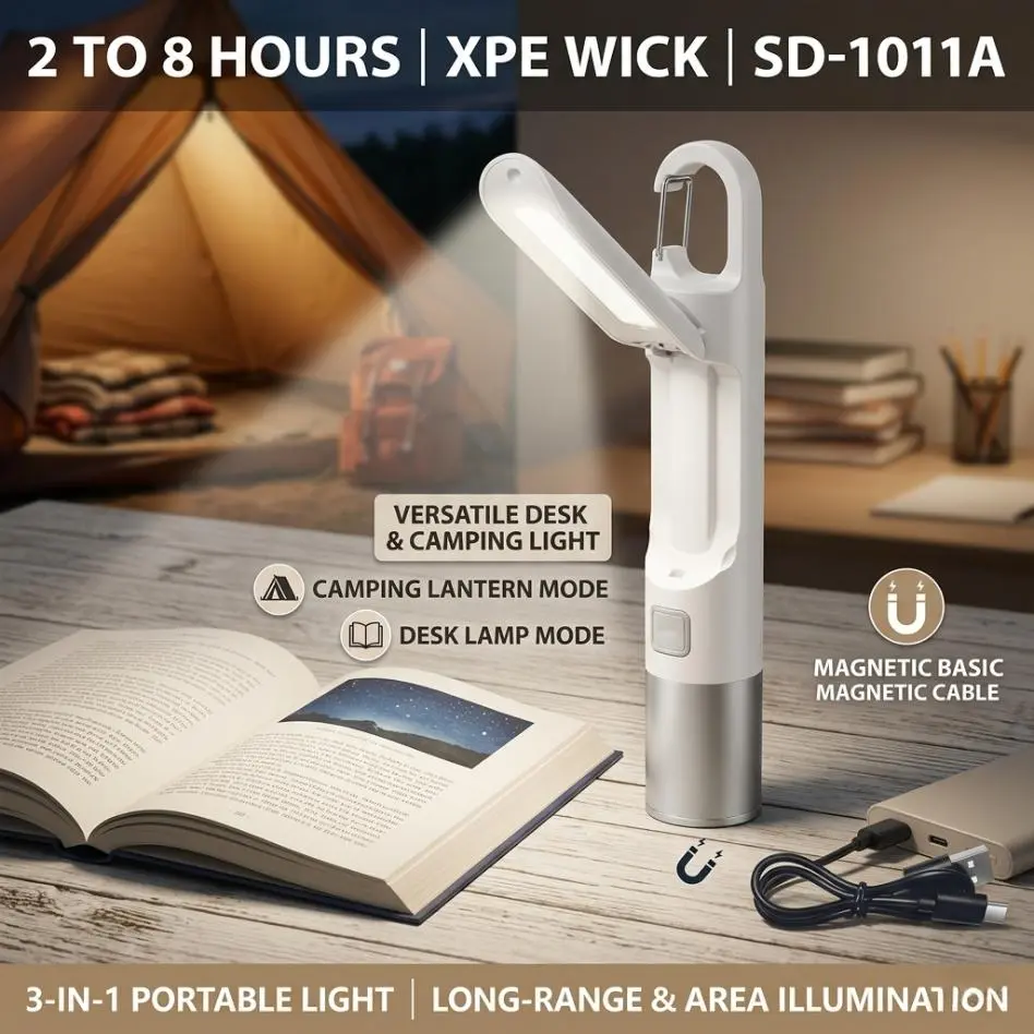 Rechargeable Foldable LED Desk Lamp with 3 Modes, Portable COB + XPE Light, Adjustable Brightness Reading Lamp for Bedroom, Office, Home and Camping