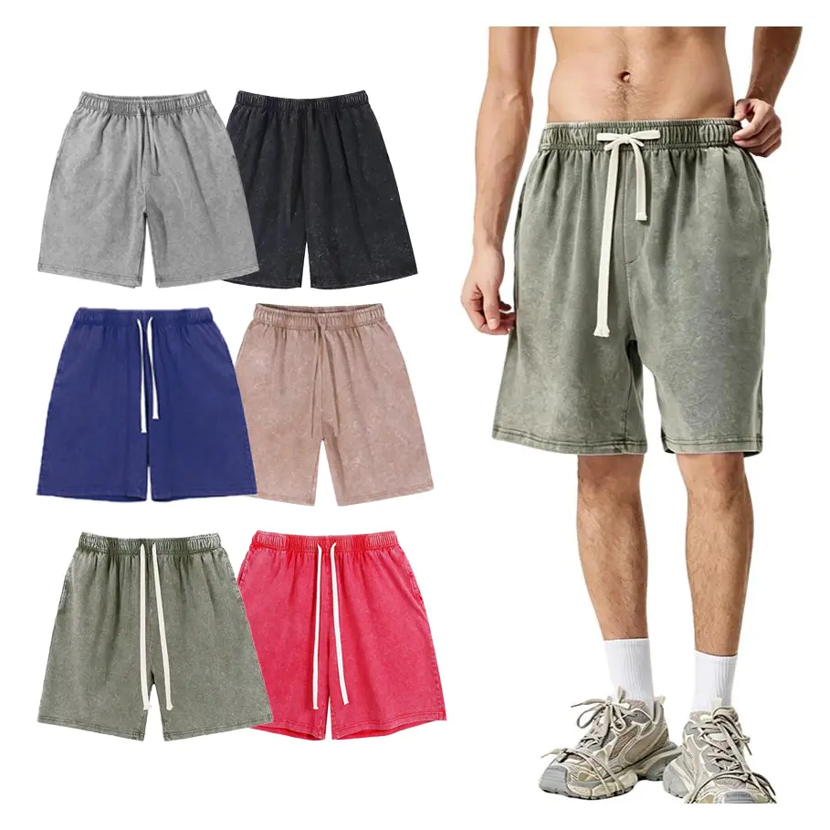 Men's Washed Cotton Retro Straight-Leg Mid-Waist Athleisure Street Shorts - Casual Gym Fashion Athletic Shorts, Summer Fitness Sportswear, Casual Gym Shorts
