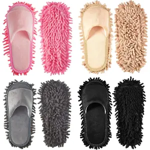 4 Pairs of Removable Microfibre Slippers,Washable Mop Slippers,Mop Shoes,Dusting Slippers, 4 Colours Floor Cleaning Slippers for Women,Men,Home,Office,Kitchen,Cleaning Floors From Dust and Dirt (Large),Hand Tools Kits