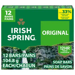 Irish Spring Original Deodorant Bar Soap for Men, with Flaxseed Oil, 3.7 Oz Bar (12 Pack) Colgate-Palmolive Company