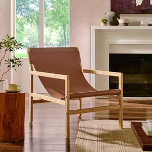 Orín   Leather Sling Chair in Chestnut Tan