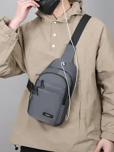Men's Casual Nylon Chest Bag, Multi-Functional Zipper Pouch, Comfortable Outdoor Sports, Cycling, Commuting, Adjustable Strap Backpack