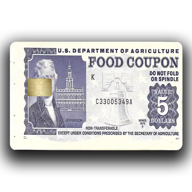 5$ food stamp coupon for debit card sticker