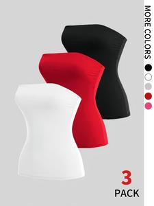 women's solid color tube top, casual strapless sleeveless top for summer, ladies clothes for daily wear, cute tops, womenswear