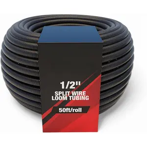 Wire Loom - 1/2 Inch x 50 Ft Split  Sleeves for Industrial Electrical Wires - High Temperature  Conduit