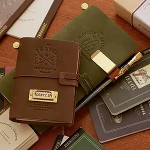 Leather Travel Notebook Traveler Planner Passport Ledger Journal Cowhide Diary Notebook Stationery Supplies