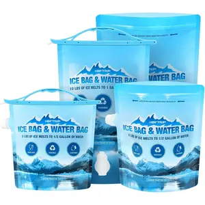 4 Pack Reusable Ice Bags for Cooler 2.5lb 5lb Ice Cube Bags, Long Lasting Cold Dry Freezer Packs, Leakproof Water Container - Fill it with Ice to Keep Cooler Cold and Drink its ICY Water 2025