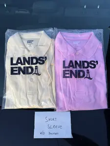 Set of 2 Lands’ End Men’s M Tall Polo Supima Cotton Traditional Fit Shirt Yellow, Pink
