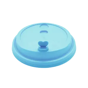 Blue Heart Stopper Lid for 16-32oz Premium PP Injection Plastic Cups (90mm Diameter)