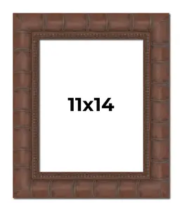11x14 Brown Wide Bamboo Picture Frame - UV Acrylic, Foam Board Backing, Hanging Hardware