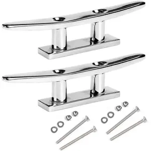 Boat Cleats Open Base Dock Cleat, Available in 4/5/6/8 inch, 316 Stainless Steel Mooring Deck Cleats with Fasteners for Boat Docks, Decks, Kayaks, Marine, Nautical Decor, Silver