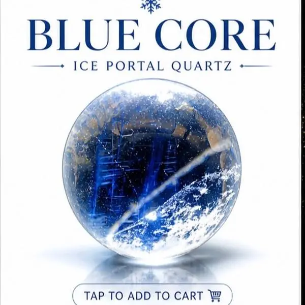 Blue Core Ice Portal Quartz Sphere. Light Matrix Crystal Ball crystals for energy protection