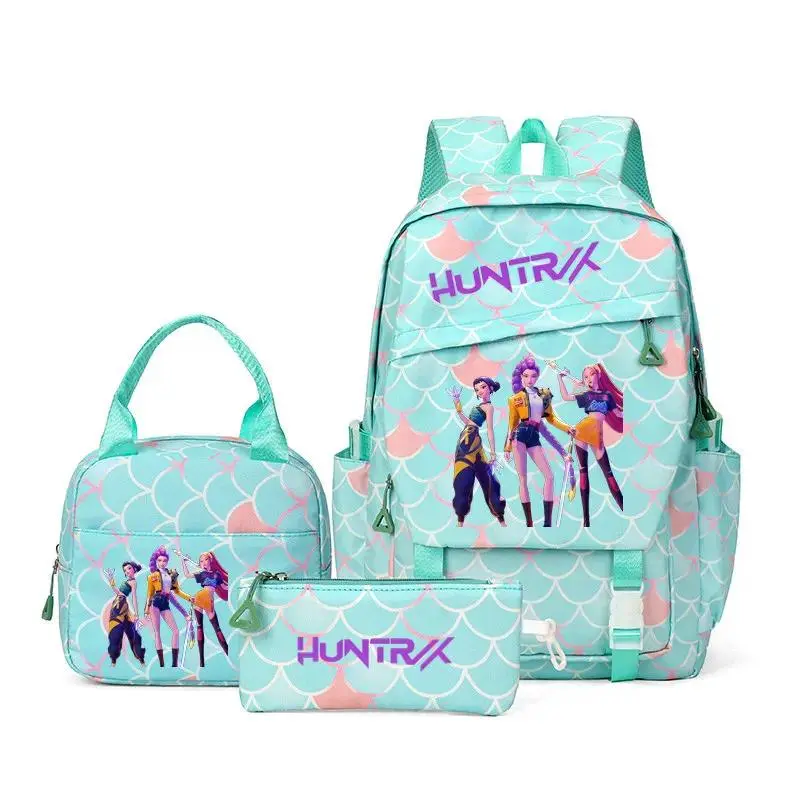 3pcs KPop Demon Hunters Backpacks With Lunch Bags Pencilcase Women's Men's Capacity Travel Backpacks Teens School Bags