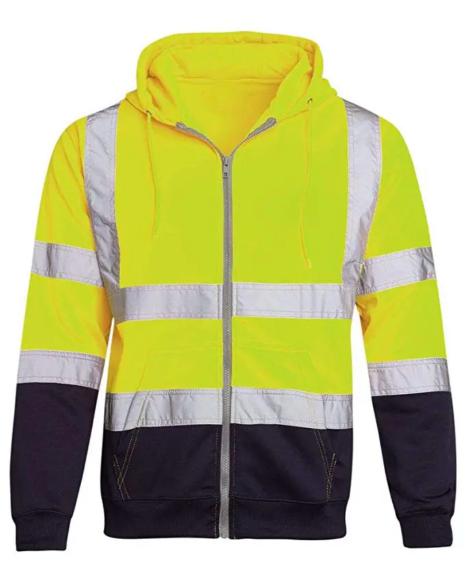 High Visibility Safety Sweaters in various colors / Class Sweater with Hoodie and zipper closure