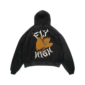 Fly High Orange Vintage Hoodie | Haikyuu Anime Hoodie Graphic Oversized Streetwear Collector, Gift For Fan Anime