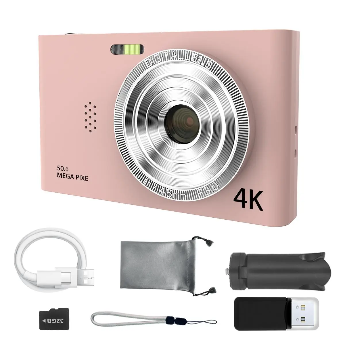 Digital Camera with SD Card, 1080P 8x Digital Zoom Camera, Portable Mini Digital Camera for Students Boys and Girls, Compact Camera, Point & Shoot Dig