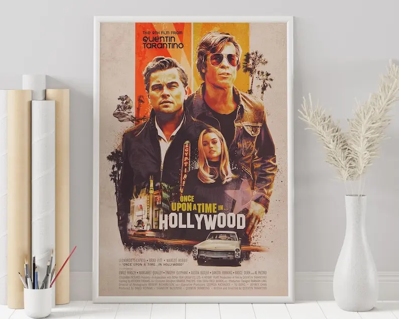 Once Upon a Time in Hollywood Poster, Quentin Tarantino Movie Print, Retro Film Decor