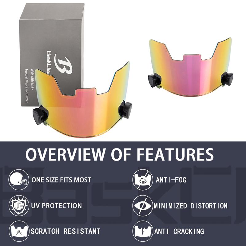 RainbowFootball Visor  - Football Helmet Visor Fits Adult & Youth Football Helmets- Football Visors for Helmet - Anti-Fog, Scratch Resistant Clear Visor Football Face Shield