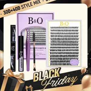 B&Q LASH Waterproof Lash Kit with Tweezers and Bond&Seal Extensions for Natural Look and Long Lasting Individual Lashes - Makeup eyebrow razor