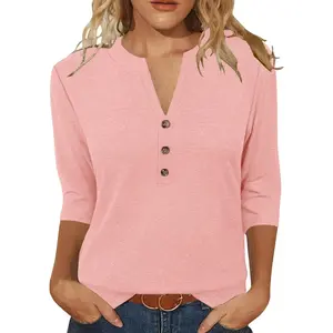 Womens Tops 3/4 Sleeve V Neck Shirts Dressy Casual Tunic Blouses Summer Tees