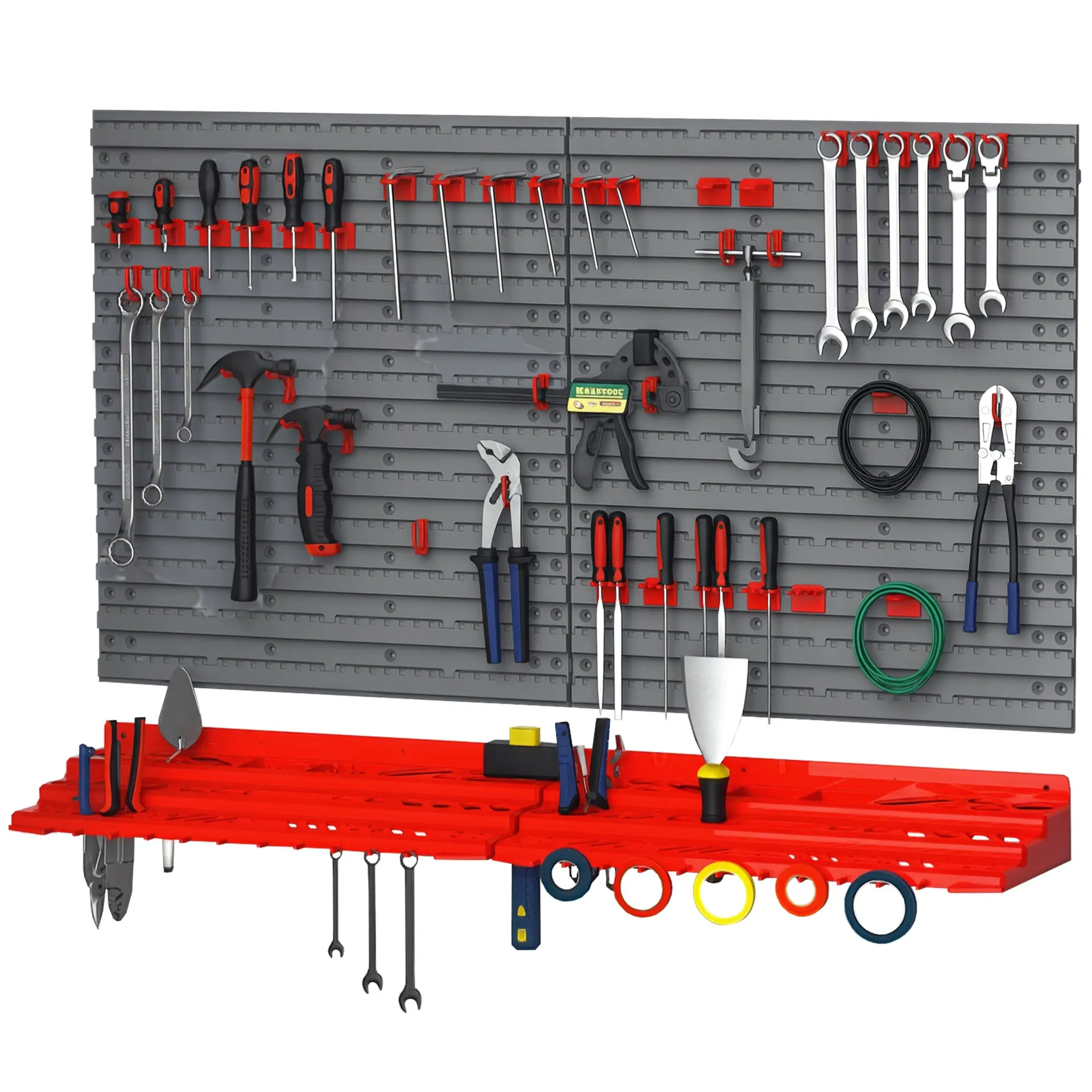 54-Piece Wall-Mounted Pegboard Tool Organizer with Shelf, 50 Hooks, Universal Hook Tool Racks & Bars, DIY Garage Storage Solution, Pegboard Combo Tool Racks & Bars