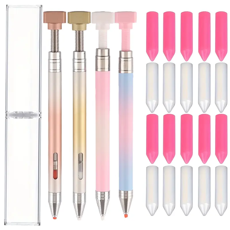 Stylo à Cire Rechargeable Pour Diamond Art - Avec 2 Blocs De Cire - Rose - Marque Uxcell