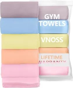 Microfiber Gym Towels - Quick Dry, Highly Absorbing, Odor-Free, for Women & Men - Gym Towel for Hot Yoga, Tennis, Working Out, Camping, Set of 5 Pastel (Pastel Colors, 5Pack - 16 * 27Inch)