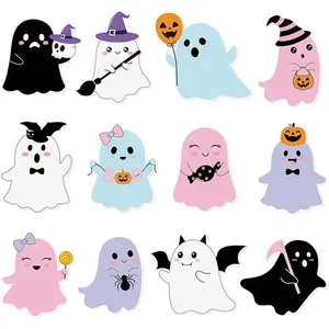 60 Pcs Halloween Ghost Cutouts, Cute Cartoon Ghost Paper Decorations for Classroom Bulletin Board, DIY Halloween Crafts, Baby Shower, Birthday Party, School Wall Decor, Kids Halloween Party Supplies, home décor, hanging, decorations for kids