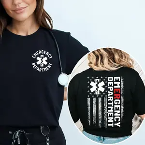Emergency Department American Flag Shirt - Patriotic ER Nurse Tee - Registered Nurse RN Gift, Emergency Department Nurse T-shirt