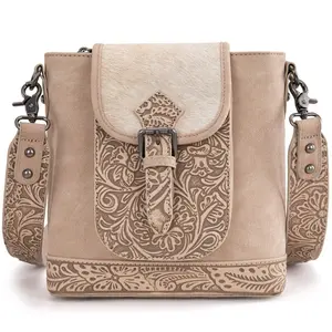 Montana West Genuine Hair-On Cowhide Tooled Crossbody Bag