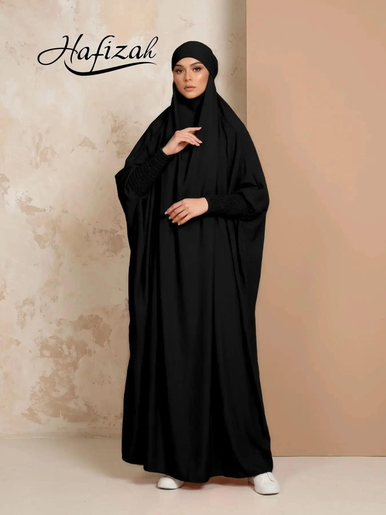 Hafizah Plain Hooded One-Piece Robe Jilbab, Modest Islamic Clothing, Modest Muslim Clothing, Breathable Lightweight Loose Fit Casual Outerwear, Daily Commute Dress for Women