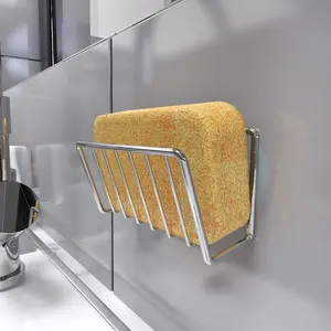 Sponge Holder for Kitchen Sink Movable Sink Sponge Holder with Suction Cups Stainless Steel Sink Caddy Suction Cup Sponge Brush