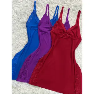 [3pcs Sexy Lace Pajamas] 3pcs Sexy Lace Women's Solid Pajamas | With Lace Panels, Skirt Side Slits