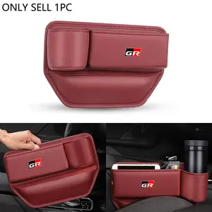 Leather Car Seat Gap Organizer, Multifunction Console Crevice Filler, Side Storage Box with Cup Holder, for Toyota Models