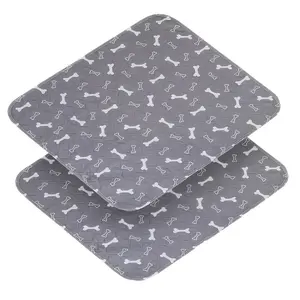Washable Dog Pee Pads, 2 Pieces 18inchx24inch / 34inch X 36inch Reusable Puppy Pee Pads, Absorbent Pee Pads with Bone Print, Non-Slip Waterproof Pet Training Pads, Suitable for Sofas, Slatted Beds
